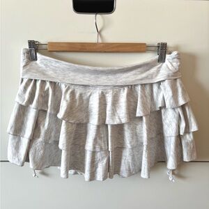 Light Gray Ruffled Mini Skirt